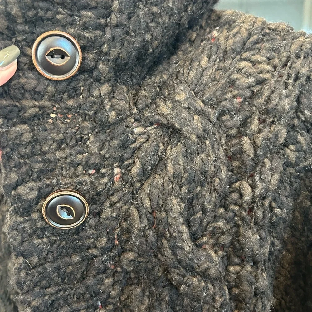 Abercrombie & Fitch vintage cable knit wool Cardigan M has piling wear - Picture 6 of 11